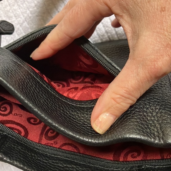 Brighton Black Bag with Red swirl Interior Lining & silver decorative accents - Picture 10 of 16